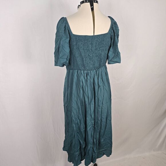 Bloomchic Dress Women's 1X Green On or Off Shoulder Knotted Midi Plus Size NWT - Picture 13 of 14